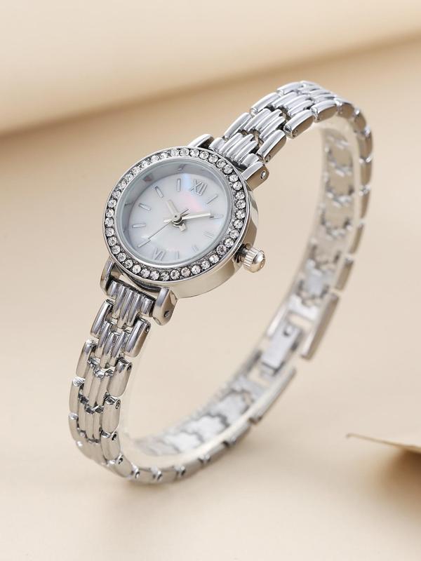 Women's Elegant Fashion Rhinestone Decorated Quartz Watch, Fashion Watch for Party, Daily Clothing Decor, Trendy  Exquisite Watch for Birthday Gift without Box