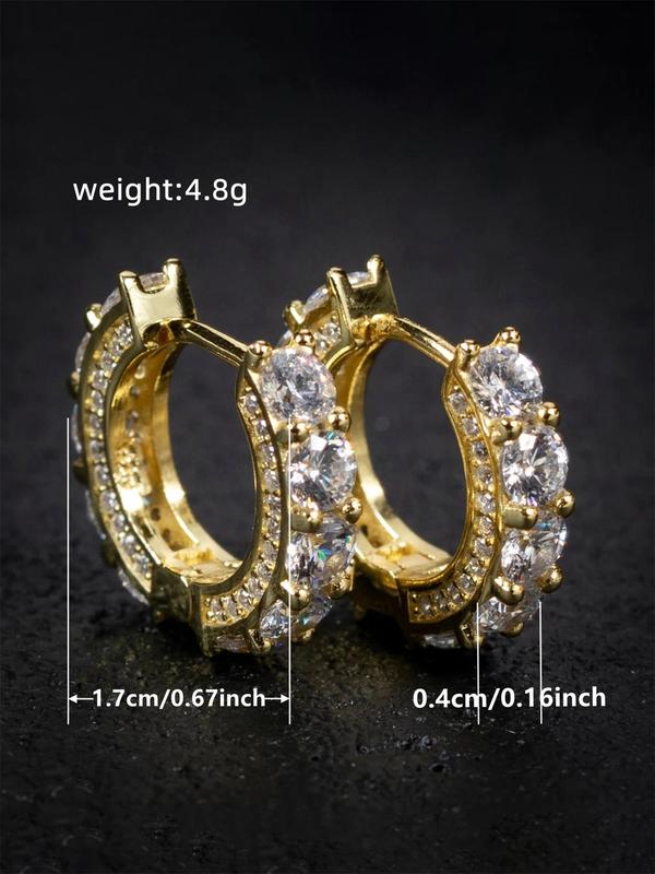 1 Pair Rhinestone Decorated Hoop Earrings, Fashionable Earrings for Women, Gifts for Anniversary Party