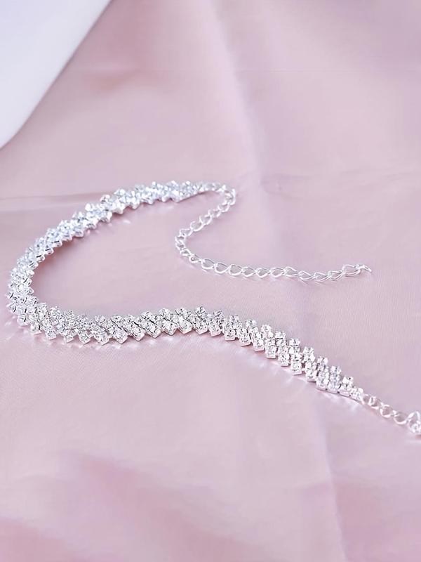 Women's Elegant Rhinestone Decorated Anklet & Bracelet, Exquisite Trendy Anklet, Fashionable Jewelry for Women & Girls for Daily & Party Decoration