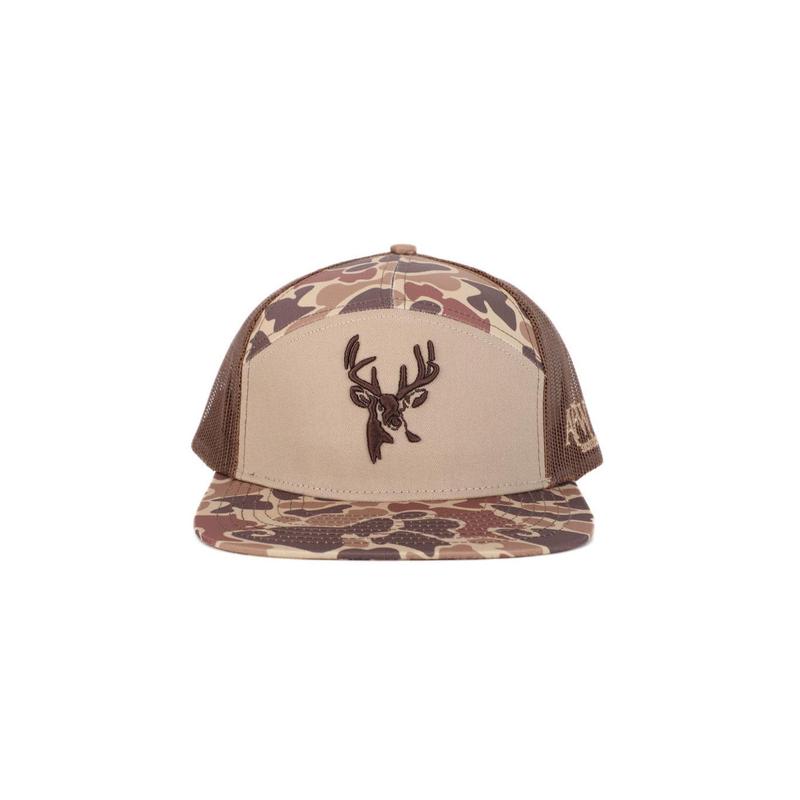 Deer 7 Panel Brown Old School AFW Style w- 3 D Puff and Brown Mesh