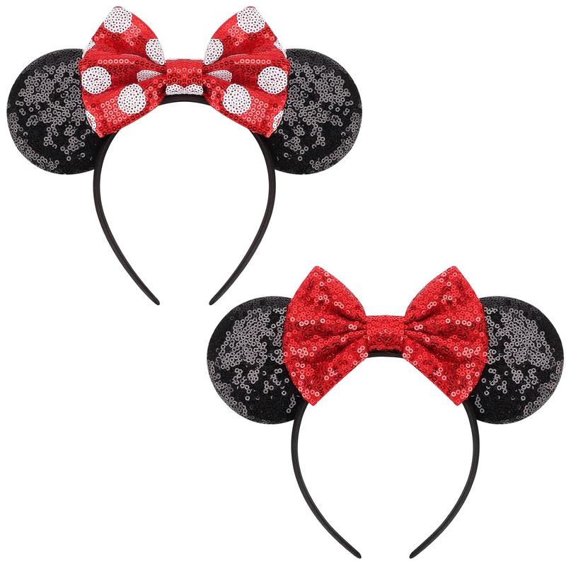 Mouse Ears Bow Headbands Glitter Party Decoration Cosplay Costume for Girls & Women