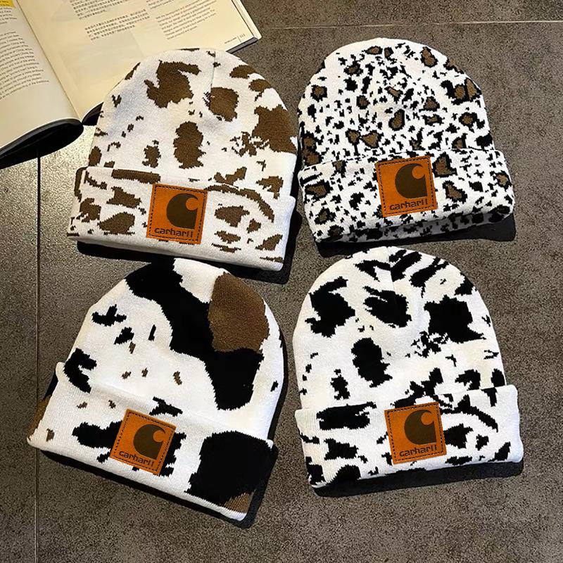 Cow Leopard Print Beanie. Winter Must-Have. Trending Styles. Unique Find. Cozy& Chic. For Cold Weather Fashionistas. Ideal for Ski Trips Warm Knitted Hat for Autumn &Winter, Trendy Cozy Cuffed Cap for Men &Women Fashion Cap Y2k Beanie hat