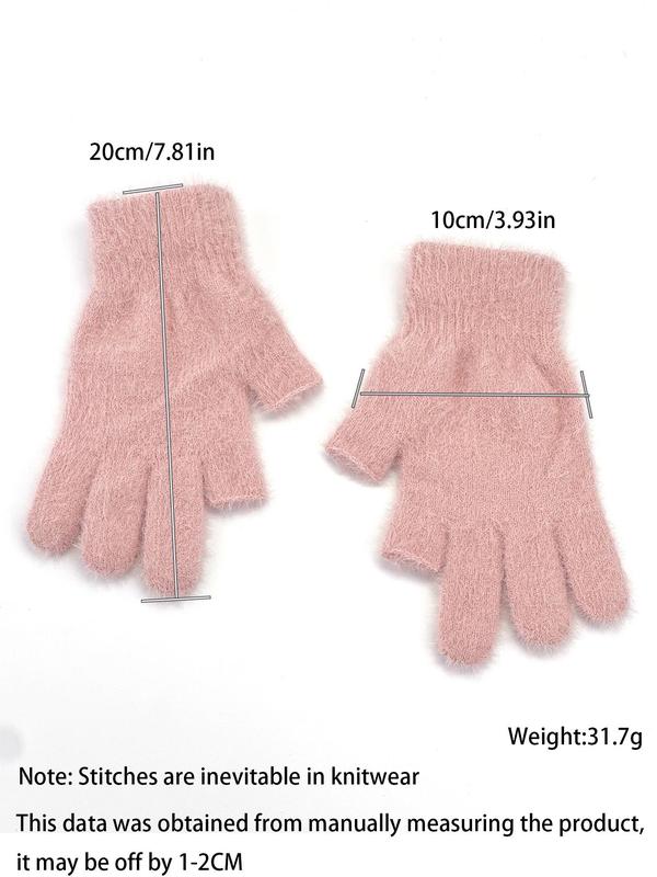 Solid Color Half Finger Gloves, Fashionable Warm Gloves for Fall & Winter, Casual Trendy Fuzzy Gloves for Men & Women