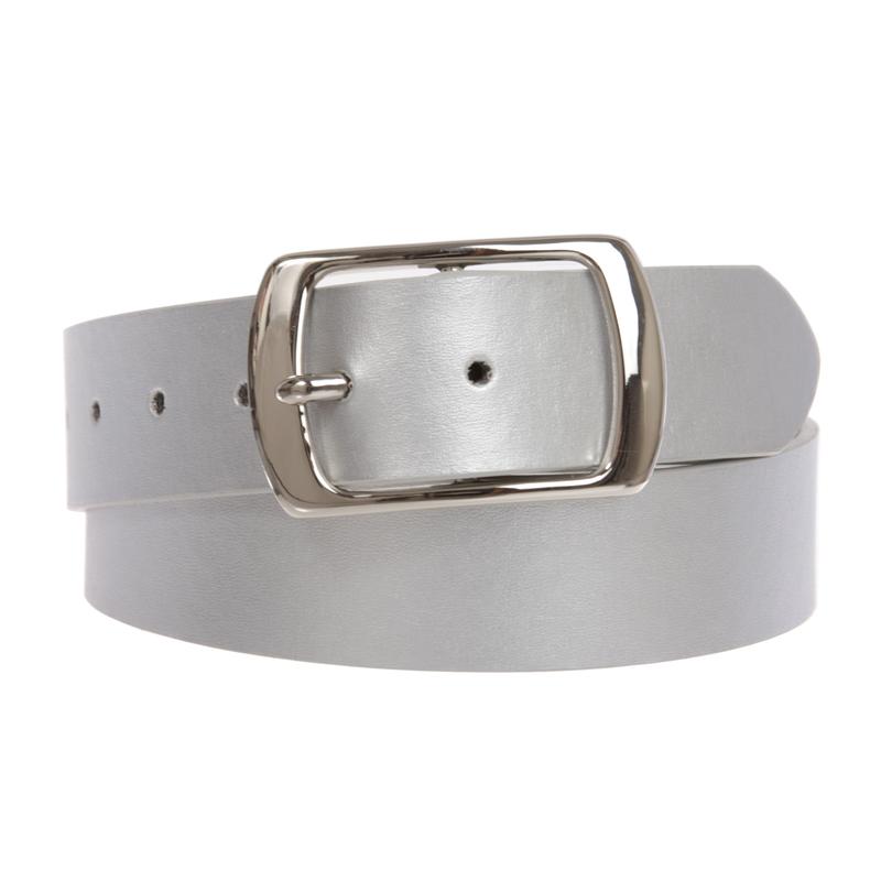 Women Casual PU Leather Dress Belt With Square Single Prong Buckle