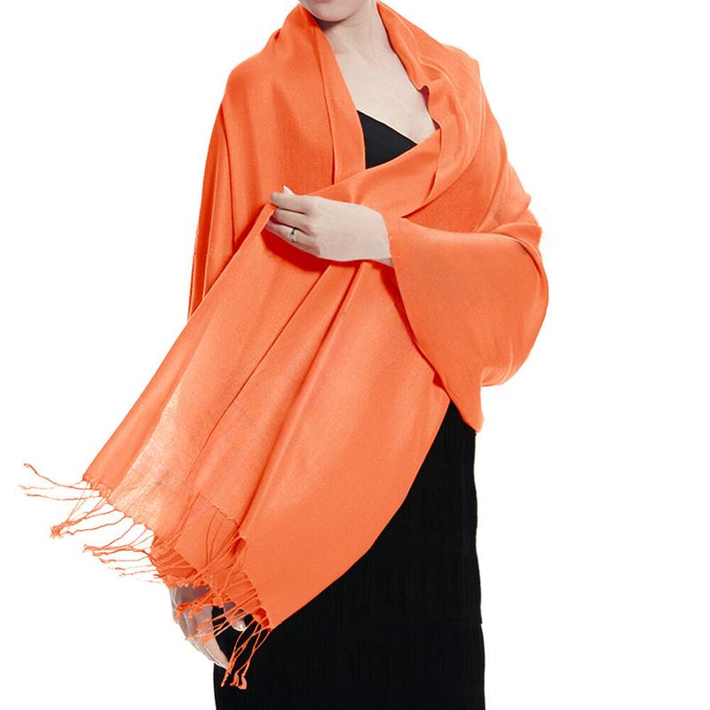 Solid Silk Pashmina Shawl and Wrap Stole Wool Silk Blend Scarf