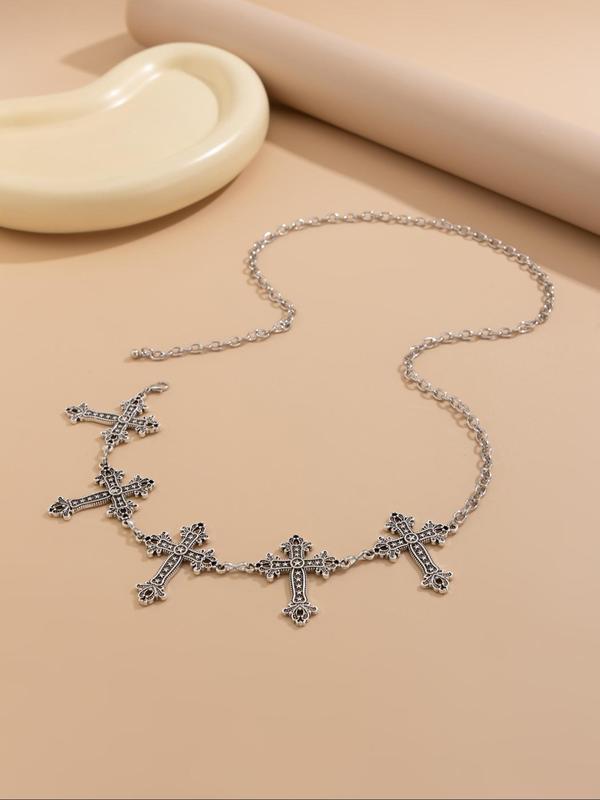 Women's Punk Style Cross Charm Decor Waist Chain, Fashion Adjustable Waist Chain for Party, Daily Clothing Decor, Trendy All-match & Exquisite Jewelry for Gift