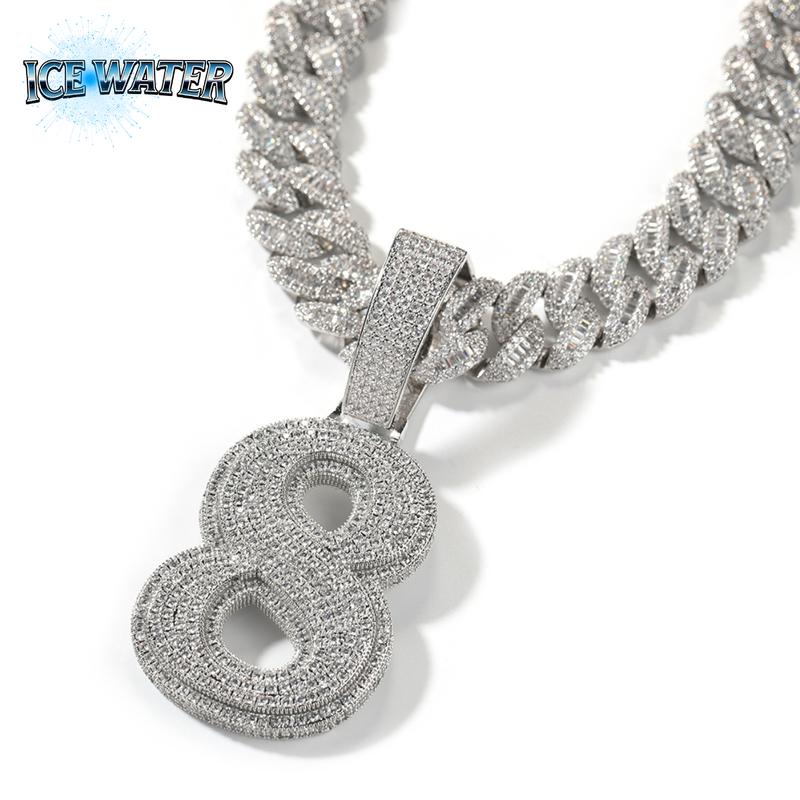 ICE WATER Large Number zirconia Pendant For DIY Hip Hop Couple