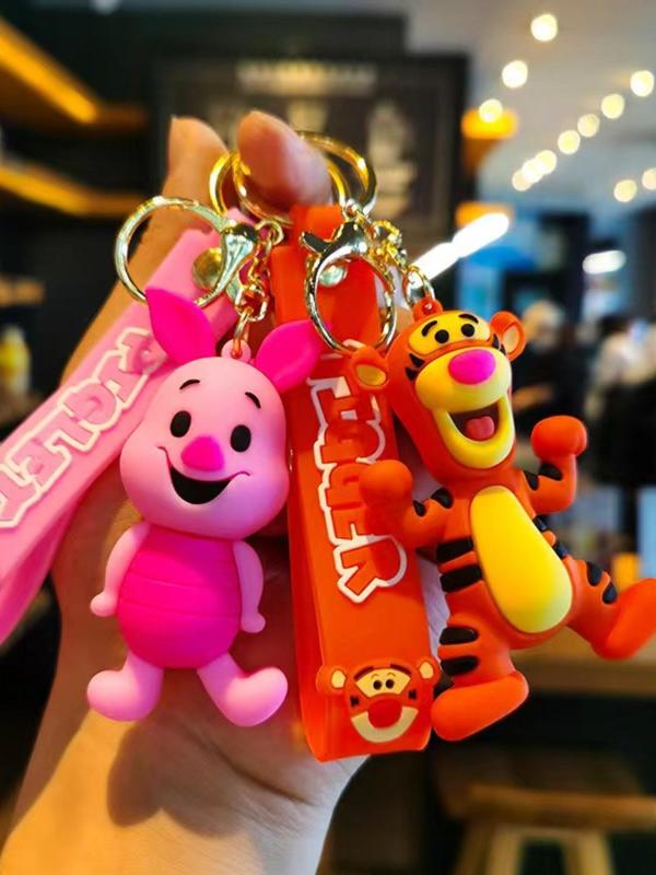 Cute Cartoon Bear & Tigger Design Keychain, Fashionable Keychain for Women & Men, Trendy All-match Keychain for Birthday Gift