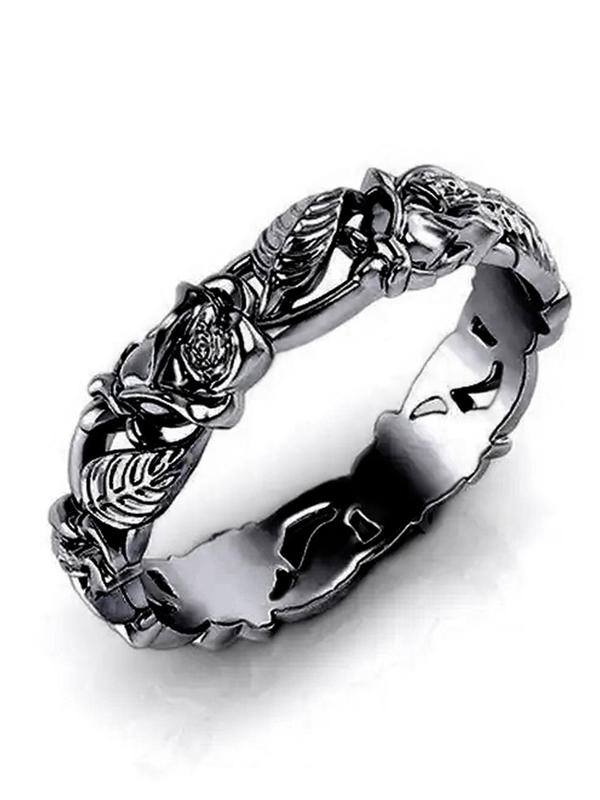 Fashion Rose Flower Design Copper Ring, Elegant Women's Wedding Engagement Bridal Jewelry Gift, Fashion Streetwear All-match Goth Accessory