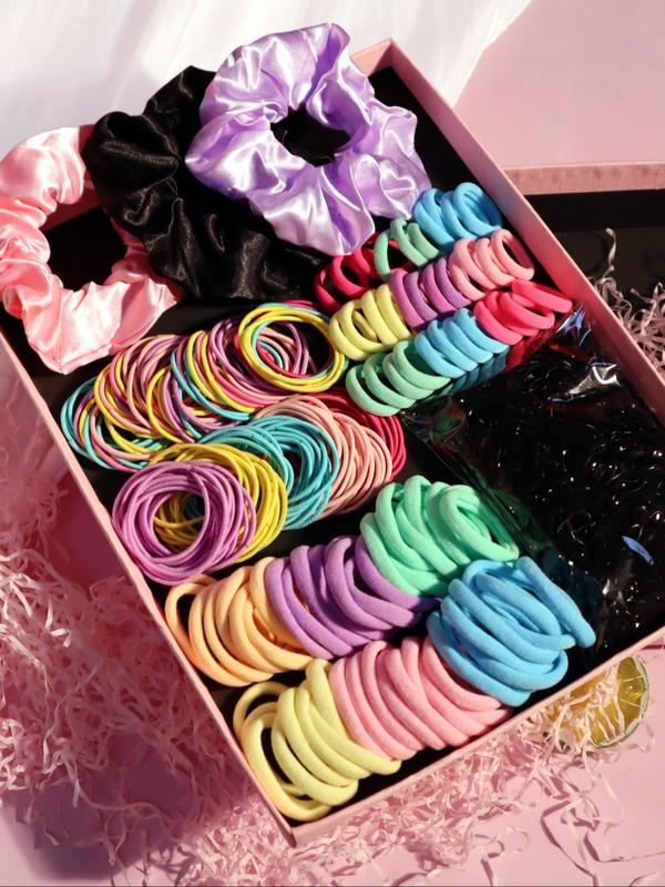 Women's Simple Style Plain Color Hair Scrunchies As Gift, Casual Trendy Elastic Hair Ties, Hair Accessories for Daily Use for Women & Girls