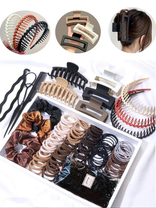 Fall Mixed Hair Accessories Combination Set without Box, Including Hair Ties & Hair Claws & Hair Tools Set & Headband, Summer Back To School As Gift, Fall Outfits, Fall Freshness