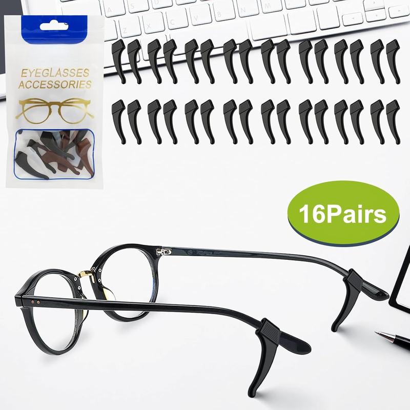 16 Pairs Anti-Slip Eyeglass Ear Grips Hook Comfortable Silicone Elastic Eyeglasses Temple Tips Sleeve Retainer-For Eyewear Sunglasses Spectacles Glasses,Sports Eyeglasses