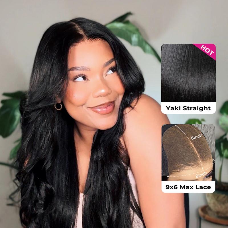 ISEE M-Cap Wear Go Kinky Straight Glueless Wig 9x6 Pre Bleached Tiny Knots Yaki Straight HD Lace Wig