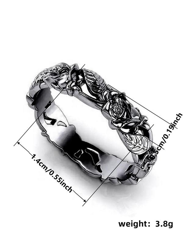 Fashion Rose Flower Design Copper Ring, Elegant Women's Wedding Engagement Bridal Jewelry Gift, Fashion Streetwear All-match Goth Accessory