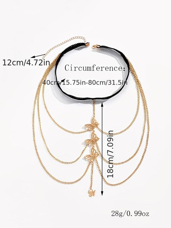 Elegant Butterfly Decor Layered Thigh Chain for Women & Girls Back To School, Thick Thigh Outfits, Summer Fashion Trendy All-match & Exquisite Vintage Jewelry for Gift for Party, Daily Decor