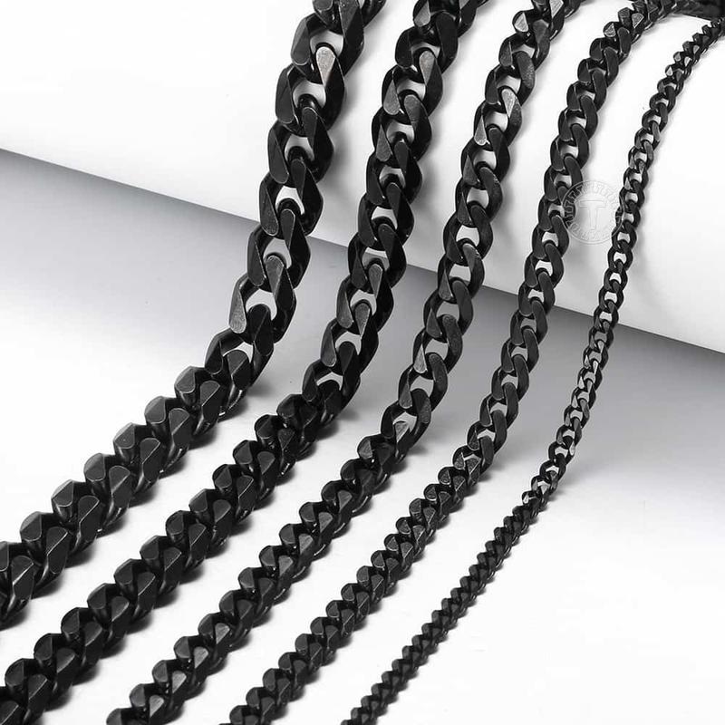 3 5 7 9 11mm Chains Necklace For Men Women Black Color Stainless Steel Curb Chain Mens Necklace Fashion Gifts