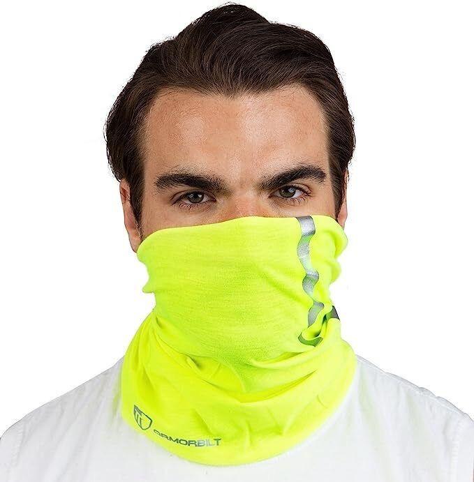 High Visibility Reflective Safety Face Clothing - Neck Gaiter, Bandana Dust Mask Colors:Yellow, Orange, Tan, Black, Mexican Flag.