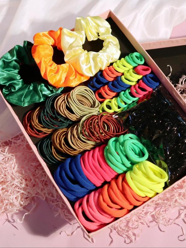 Women's Simple Style Plain Color Hair Scrunchies As Gift, Casual Trendy Elastic Hair Ties, Hair Accessories for Daily Use for Women & Girls