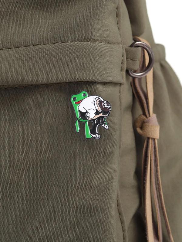 Cartoon Frog & Man Design Brooch, Unisex Fashion Alloy Brooch, Suitable for Backpacks, Jeans, Scarves, Hats Decoration Fixed Buckle