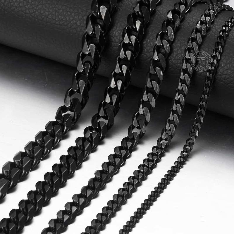 3 5 7 9 11mm Chains Necklace For Men Women Black Color Stainless Steel Curb Chain Mens Necklace Fashion Gifts