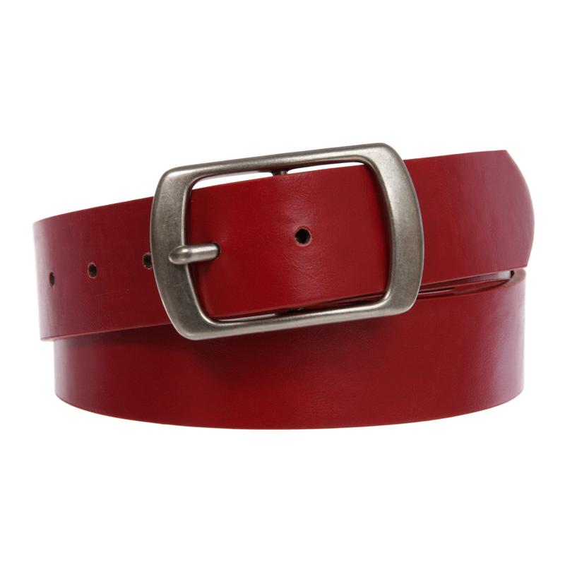 Women Casual PU Leather Dress Belt With Square Single Prong Buckle