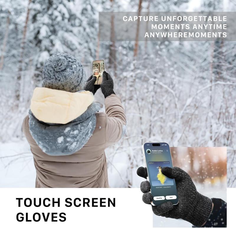 Winter Gloves - Gloves for Men Women,  Fleece Liner Gloves with Touchscreen, Warm Knit Gloves for Cold Weather