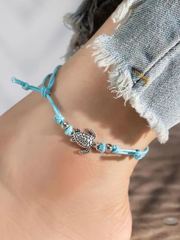 Women's Boho Style Turtle Charm Anklet,  Trendy All-match Retro Anklet for Women & Girls, Vintage Body Jewelry As Gift for Party & Daily Decor