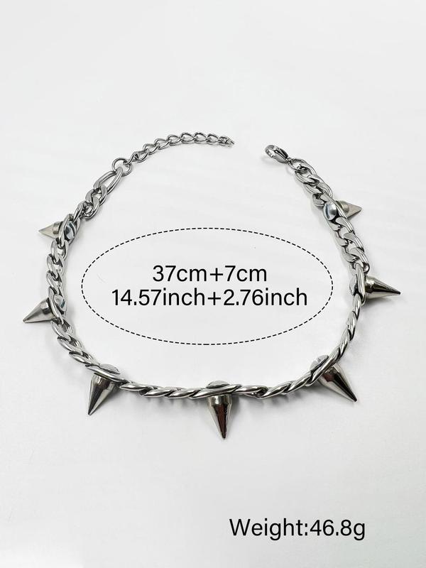 Punk Style Studded Decor Choker, Fashionable Stainless Steel Choker for Party, Daily Clothing Decor, Trendy All-match & Exquisite Jewelry for Birthday Gift