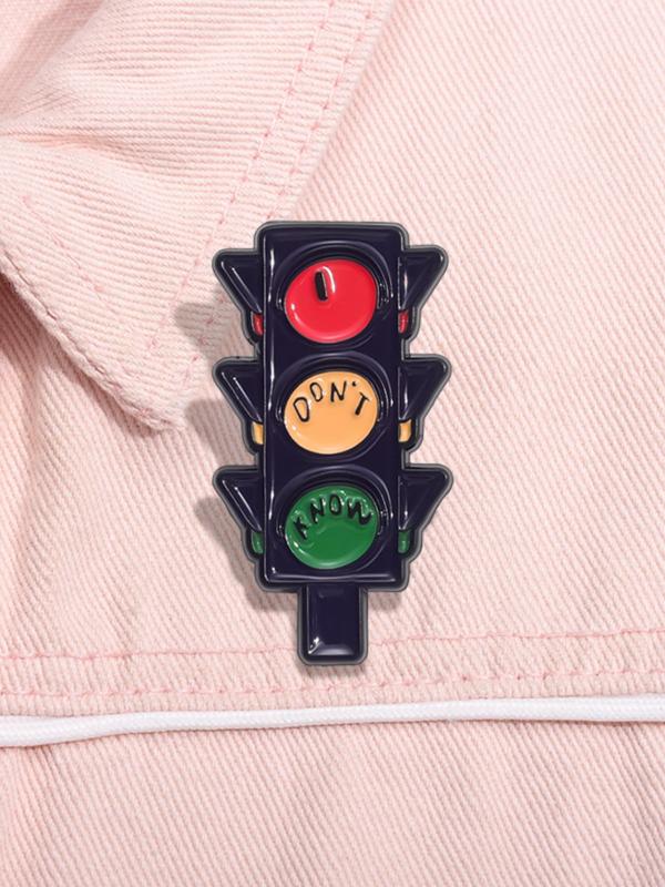 Creative Red Light & Green Light Design Brooch, Fashionable Clothes Accessories for Women & Men for Daily Clothing Decor, Exquisite Brooch for Birthday Gift