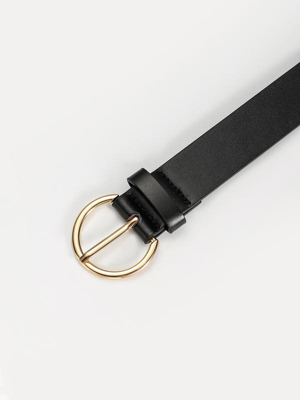 Fashion Minimalist Plain Buckle Belt, Women's Casual Matching Waistband for Jeans Trousers, Trendy Classic Accessories for Daily Wear