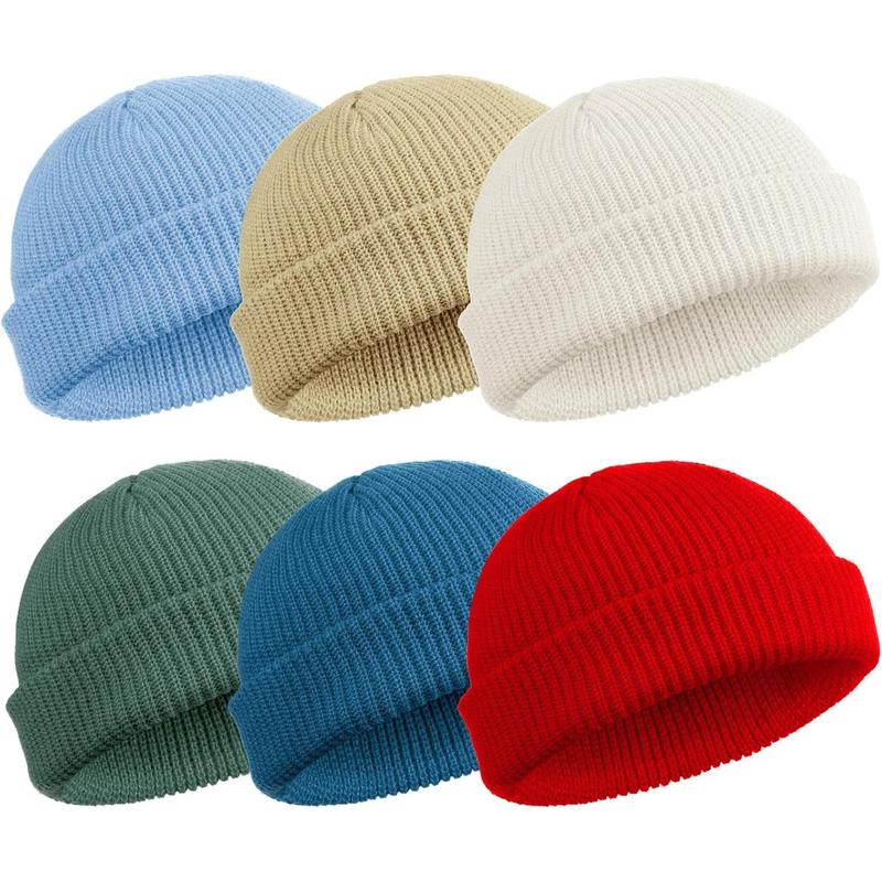 6 count Trawler Beanie Watch Hat Roll up Edge Skullcap Fisherman Beanie Unisex