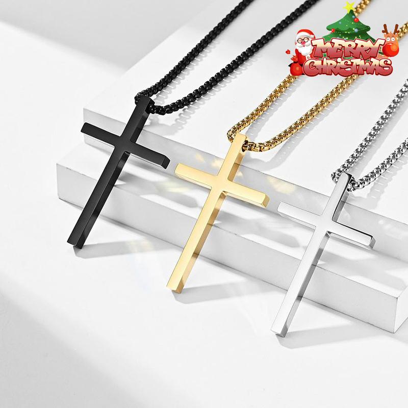 ORPHIC Viking Titanium Steel Cross  60cm Pendant Necklace For Unisex, Boyfriend Gifts，With Gift Box