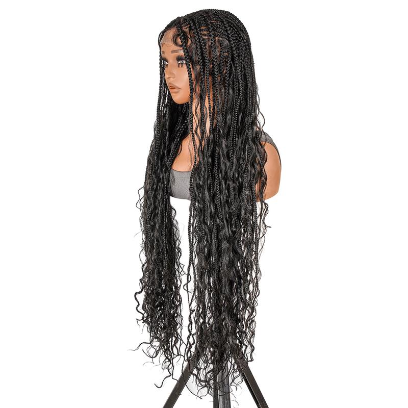 SuperNova #1B 36” Boho Full Lace Braided Wig, Lightweight, Versatile & Trendy, Special Top Design, Perfect for Any Occasion, Effortless Glamour