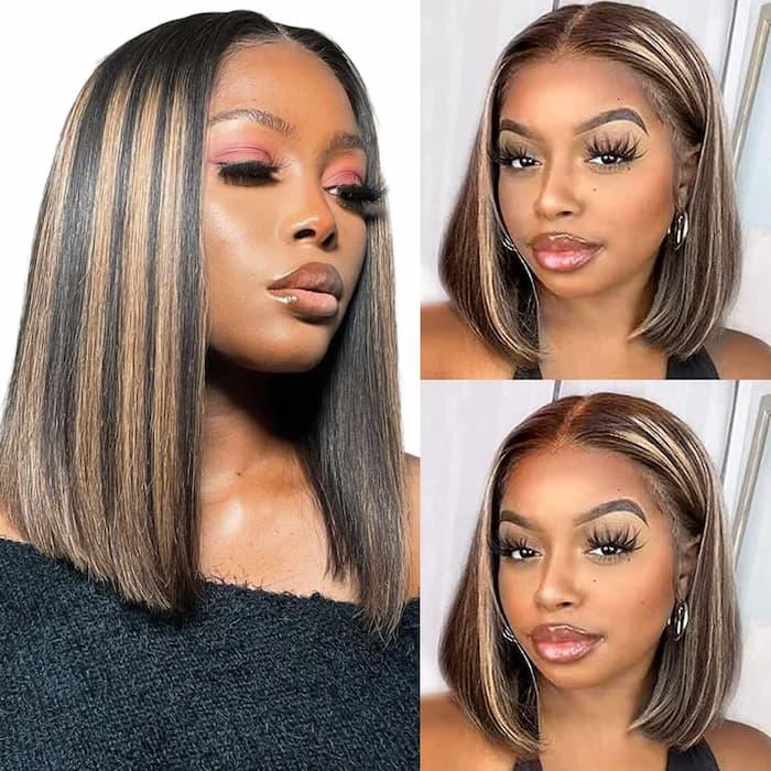 Megalook 12A Bob Wig Human Hair Ready to Wear Glueless Wig 6x5 Pre Cut Lace Closure Wig Real Pre Plucked Straight Short Bob Wigs Bleached Tiny Knots