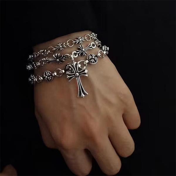 Cross bracelet fashion couple retro high-end stackable hiphop jewelry top tier cute bracelet