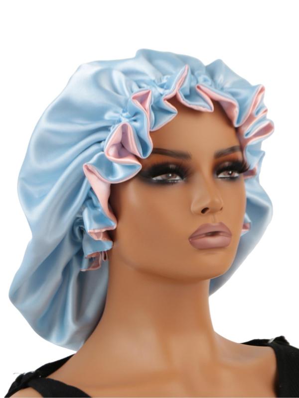 Solid Color Double Layer Sleep Bonnet, Luxury High Stretch Satin Sleeping Bonnet, Soft Comfortable Sleeping Bonnet for Women & Girls