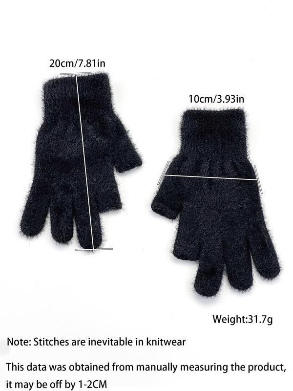 Solid Color Half Finger Gloves, Fashionable Warm Gloves for Fall & Winter, Casual Trendy Fuzzy Gloves for Men & Women