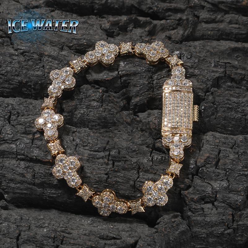 ICE WATER Cross Hip Hop zirconia Bracelet Unisex Iced Out Cuban Link Chain for Men & Women