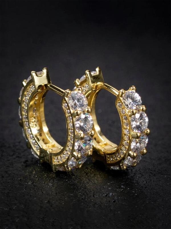 1 Pair Rhinestone Decorated Hoop Earrings, Fashionable Earrings for Women, Gifts for Anniversary Party