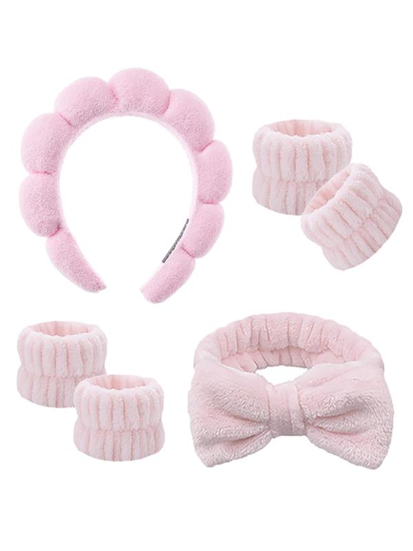 Cute Bow Decor Hair Band & Wristband Set, 2024 New Style Soft Water Absorbent Elastic Hair Band, Fashion Hair Accessories for Women & Girls Hairstyles Ideas