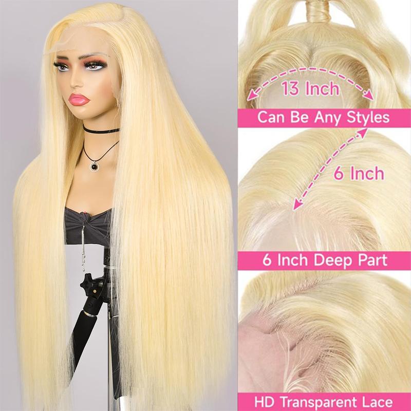 250% Density Blonde 613 13x6 HD Transparent Lace Frontal Wig Pre Plucked 613 13x4 Straight Lace Front Human Hair Wigs For Women Can Be Dyed