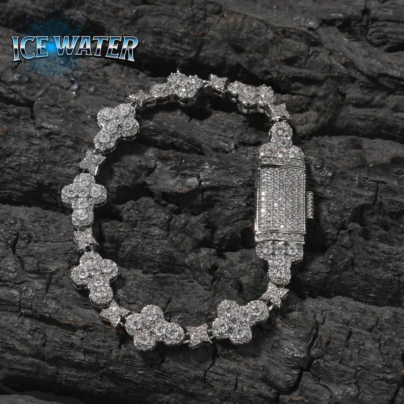 ICE WATER Cross Hip Hop zirconia Bracelet Unisex Iced Out Cuban Link Chain for Men & Women