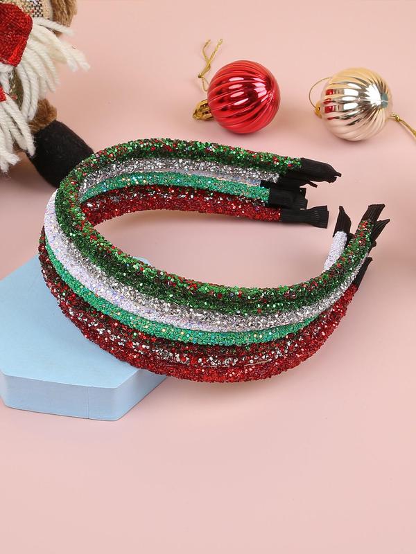 Christmas Theme Rhinestone Decorated Hair Hoops, Elegant Glitter Hair Hoop for Women & Girls, Fashion Hair Accessories for Party, Daily Clothing Decor