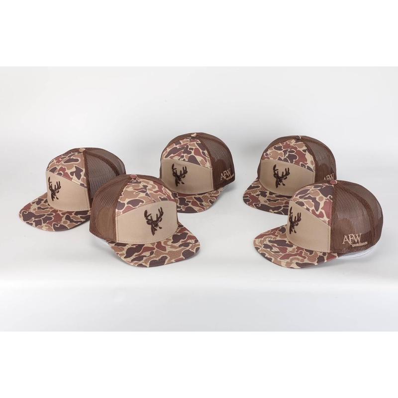 Deer 7 Panel Brown Old School AFW Style w- 3 D Puff and Brown Mesh