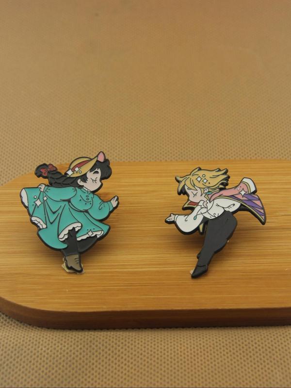 Cartoon Brooch, Cute Bag Accessories, Creative Girl Flame Couple Brooch, Fashion Accessories for Women & Men