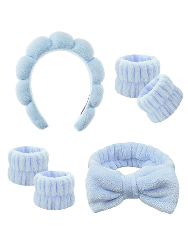 Cute Bow Decor Hair Band & Wristband Set, 2024 New Style Soft Water Absorbent Elastic Hair Band, Fashion Hair Accessories for Women & Girls Hairstyles Ideas