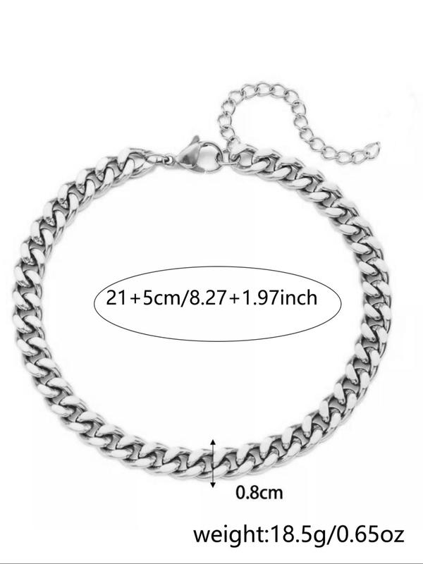 Stainless Steel Chain Anklet, Fashionable Foot Jewelry for Women & Girls, Fashion Jewelry for Party, Daily Clothing Decor, Trendy All-match & Exquisite Jewelry for Birthday Gift