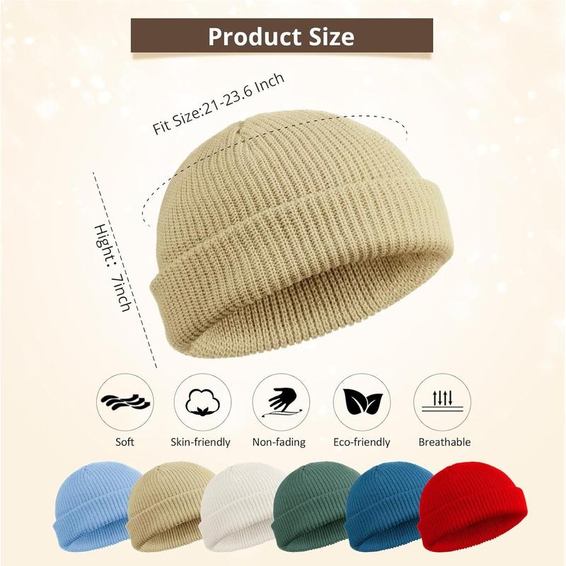 6 count Trawler Beanie Watch Hat Roll up Edge Skullcap Fisherman Beanie Unisex