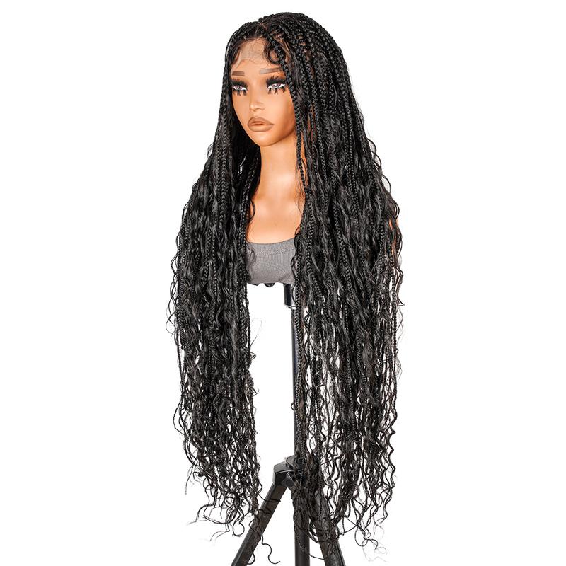 SuperNova #1B 36” Boho Full Lace Braided Wig, Lightweight, Versatile & Trendy, Special Top Design, Perfect for Any Occasion, Effortless Glamour