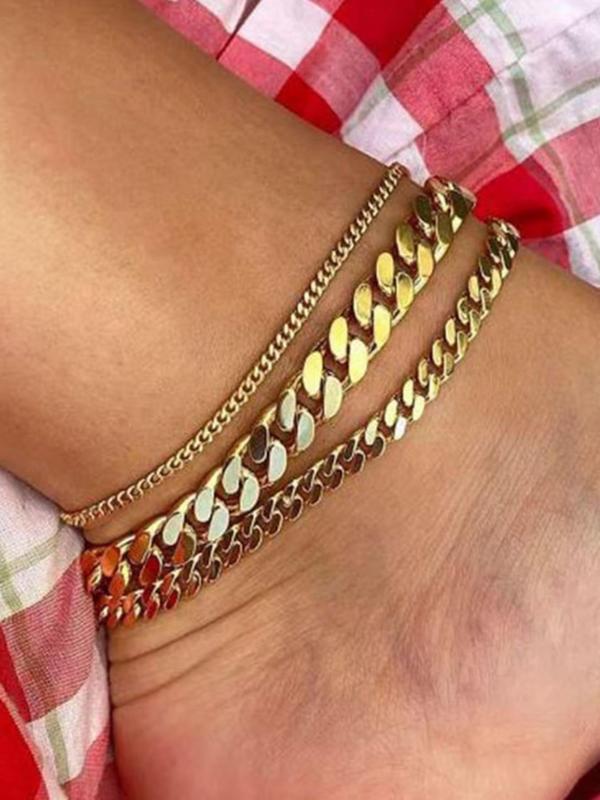 Stainless Steel Chain Anklet, Fashionable Foot Jewelry for Women & Girls, Fashion Jewelry for Party, Daily Clothing Decor, Trendy All-match & Exquisite Jewelry for Birthday Gift